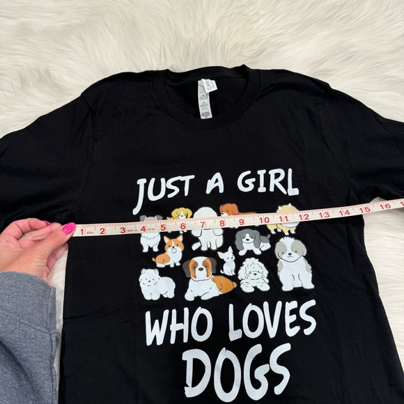 Just A Girl Who Loves Dogs Colored Print T-Shirt Black XS NWOT - Picture 9 of 11